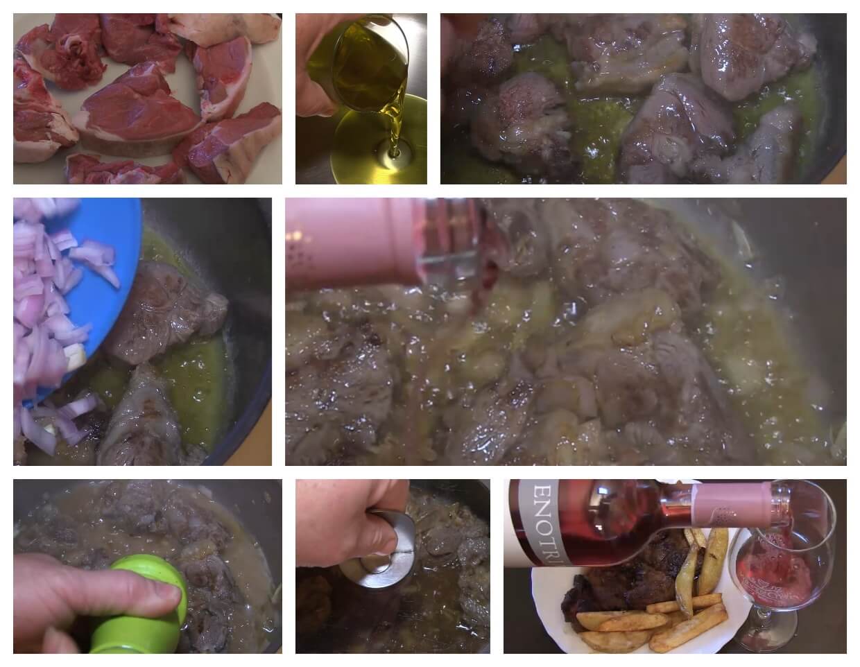 Fotos Schritte für kretisches Rezept gebratenes Lammfleisch mit Kartoffeln